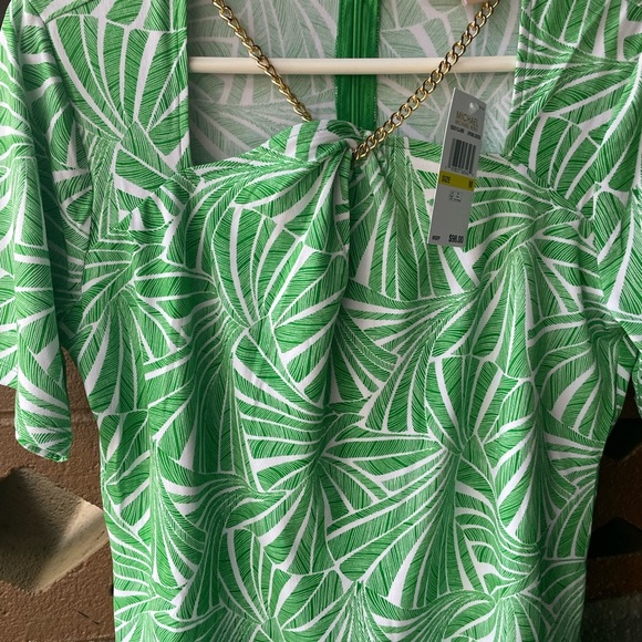 Women’s blouse,MK top for women,Michael Kors Green Leaf Print Women's Top - Picture 6 of 16